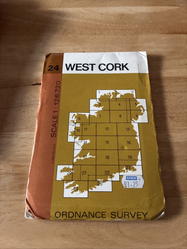 Ordnance Survey Map 24 west Cork Ireland c1973 vintage