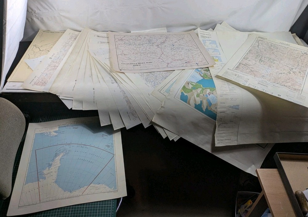 35+ Vintage Ordnance Survey Map Mixed World Asia Americas Europe UK Large Bundle