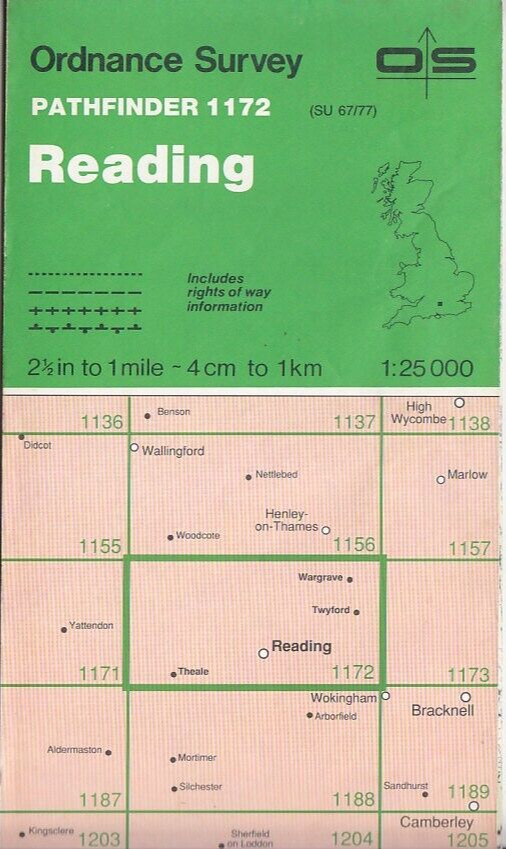 Ordnance Survey OS 1:25,000 Pathfinder Map Sheet SU 67/77 Reading