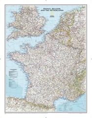 National Geographic France, Belgium, and The Netherlands Wall Map – Classic -…