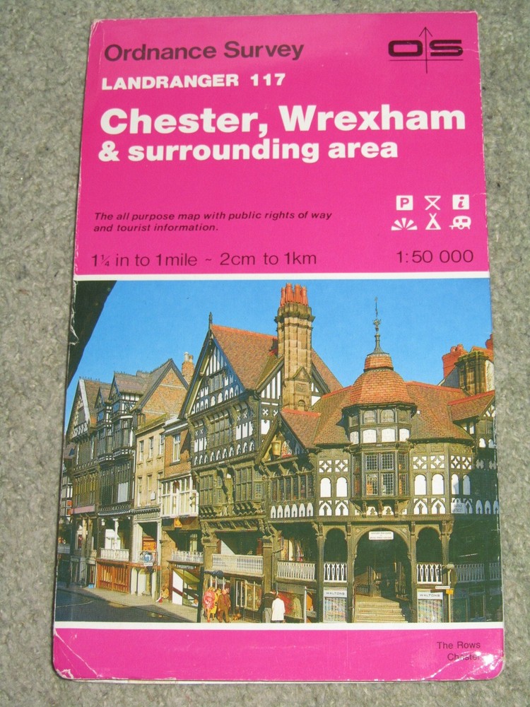 OS Ordnance Survey Landranger Map Sheet 117 Chester & Wrexham area – 1992