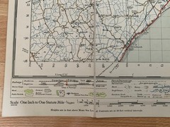 Vintage Ordance Survey folded Map of East Kent, pub 1945, cloth/linen paper
