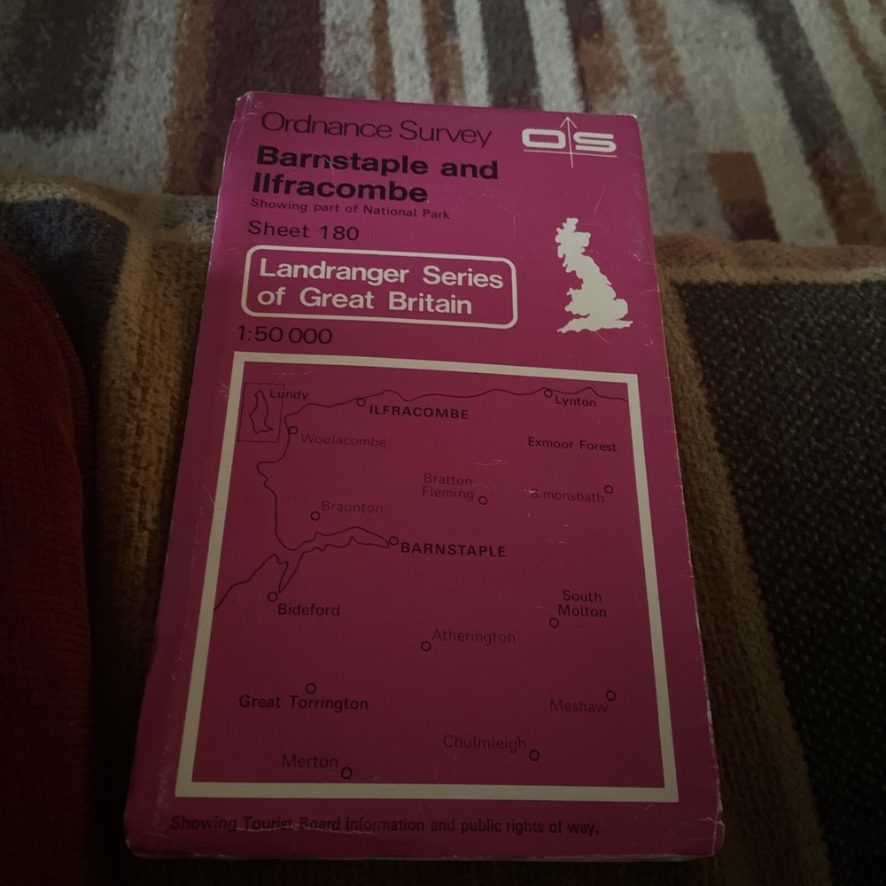 OS Ordnance Survey Landranger Map Sheet 180 Barnstaple & Ilfracombe – 1980