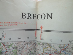 VINTAGE ORDNANCE SURVEY MAP BRECON SHEET 141, 1967