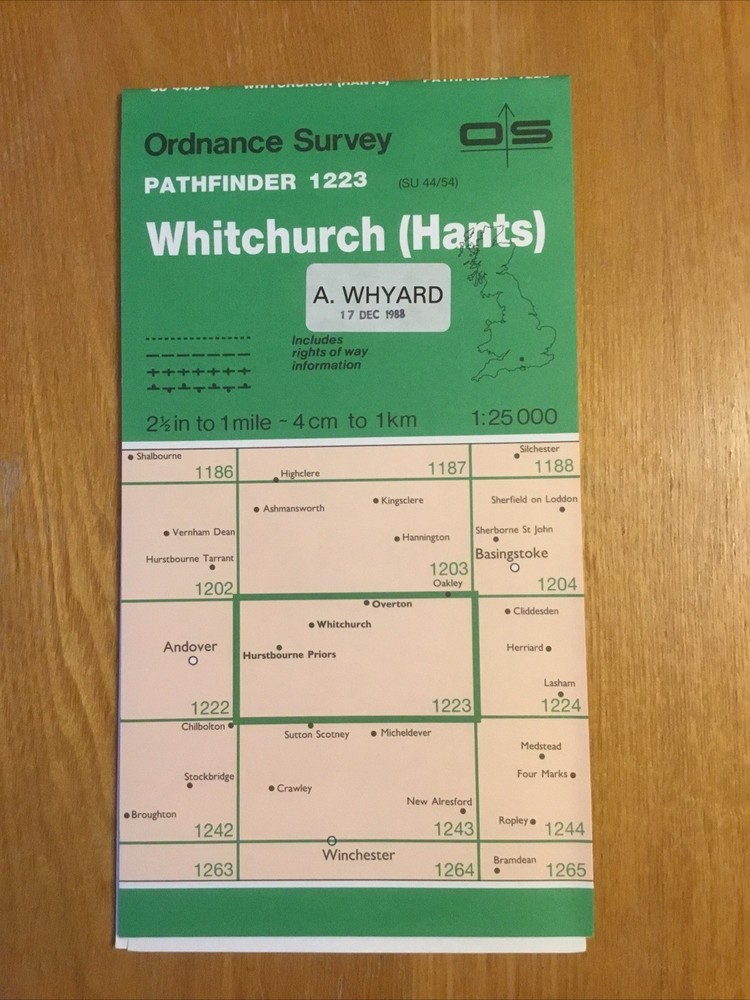 1988 Ordnance Survey Pathfinder Map 1223 SU 44/54 Whitchurch (Hants) Inc Overton