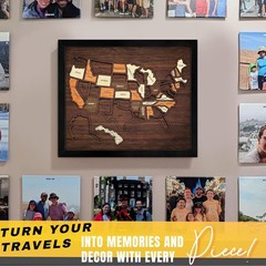 12x10inch Travel Map,Wooden USA Map Puzzle,Perfect For Couples and Families Gift