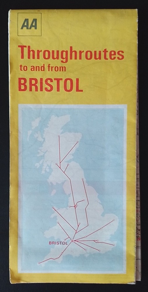 AA Service Map: Throughroutes to and from Bristol (1976).