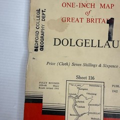 One Inch Ordnance Survey Map Sheet 116 Dolgellau 1962 Cloth – Vintage Foldout