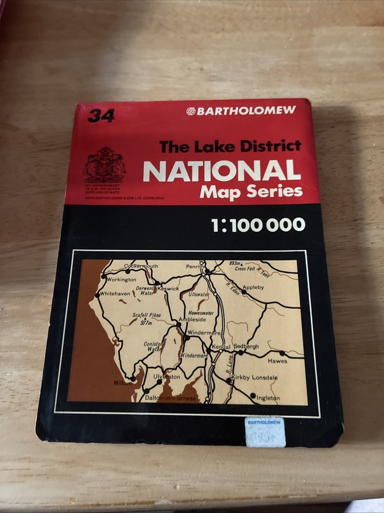 The LAKE DISTRICT – Bartholomew National Map Series No 34 – 1976 Ulverstone