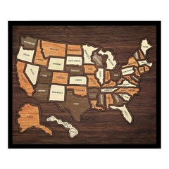 12x10inch Travel Map,Wooden USA Map Puzzle,Perfect For Couples and Families Gift