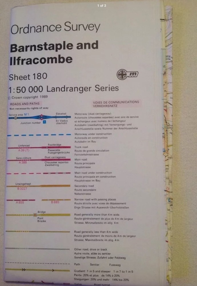 Ordnance Survey Landranger Map Sheet 180 Barnstaple And Ilfracombe