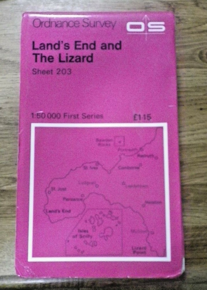 First Series Ordnance Survey Map 1:50,000 Sheet 203 LAND’S END & THE LIZARD