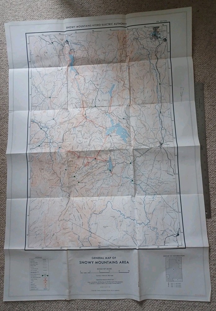 General Map Of Snowy Mountains Area Australia 1968 8th Edition
