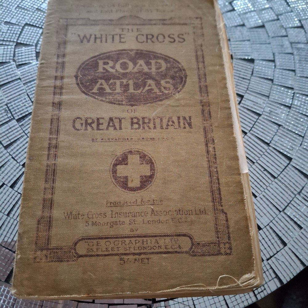 Vintage White Cross insurance Route Planner Folder Britain Road Atlas Map – prop