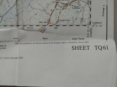 Vintage OS Ordnance Survey Sheet TQ61 Herstmonceux 2 1/2 Map 1959 Sussex