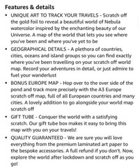 Atles and Green scratch off world map With Bonus EU Map 11” X 17”