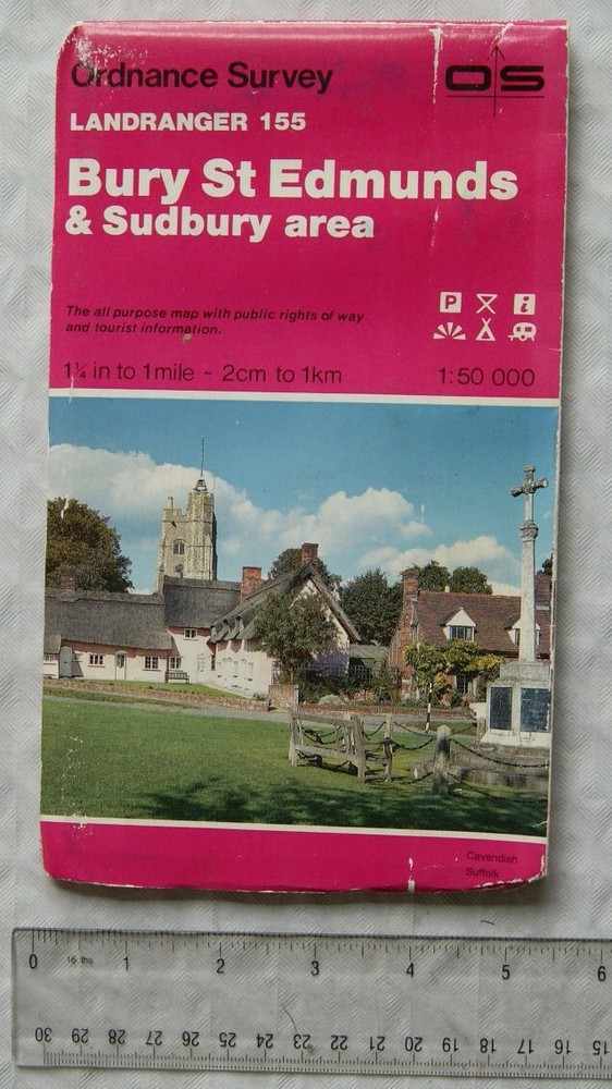1986 OS Landranger map Sheet 155 Bury St. Edmunds & Sudbury area, second series
