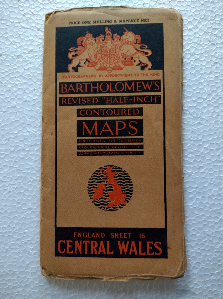 Vintage Bartholomew’s Revised Half-inch Contoured CLOTH Map Brown Cover