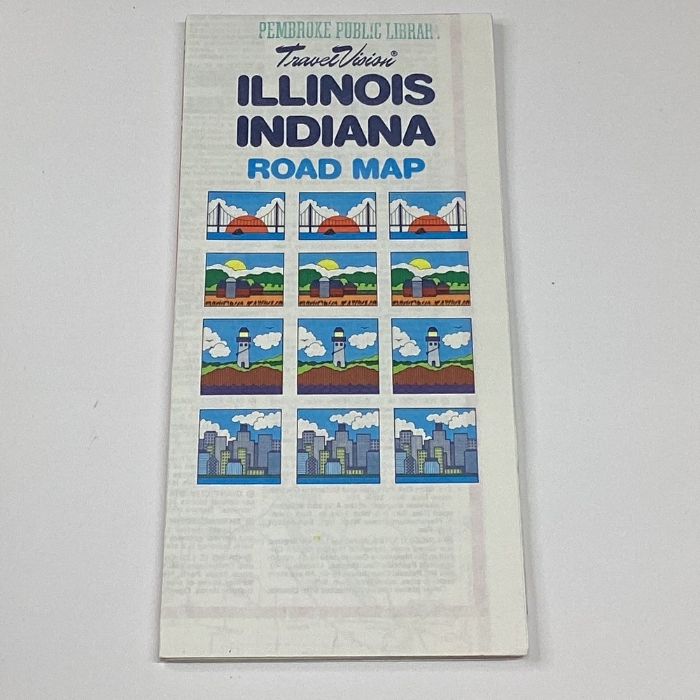 TravelVision Illinois Indiana Road Map Colorful Folded Travel Map