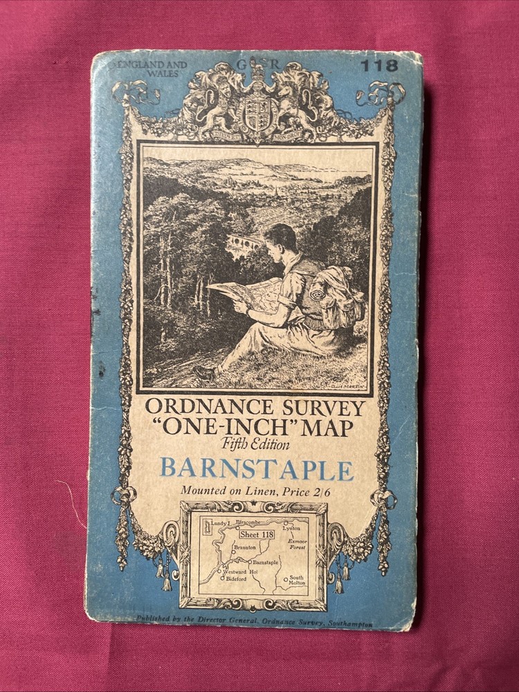 BARNSTAPLE 118 Ordnance Survey “One-Inch” Linen Map – Fifth Edition – 1933 2/6