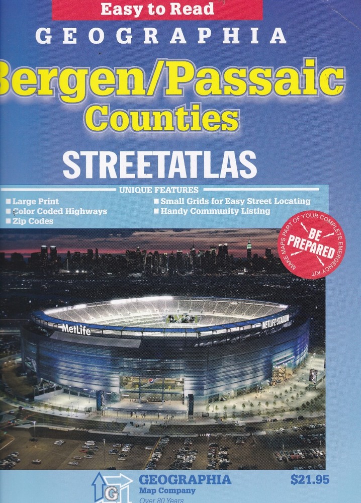 New Jersey Bergen Passaic Counties Street Atlas Geographia Easy To Read