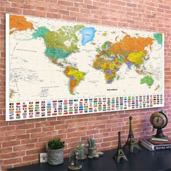 Map Of The World Educational Geography Poster School Wall Decor A1 A2 150x100cm