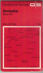 Vintage Ordnance Survey SNOWDON 1969 Sheet 107 One Inch Map