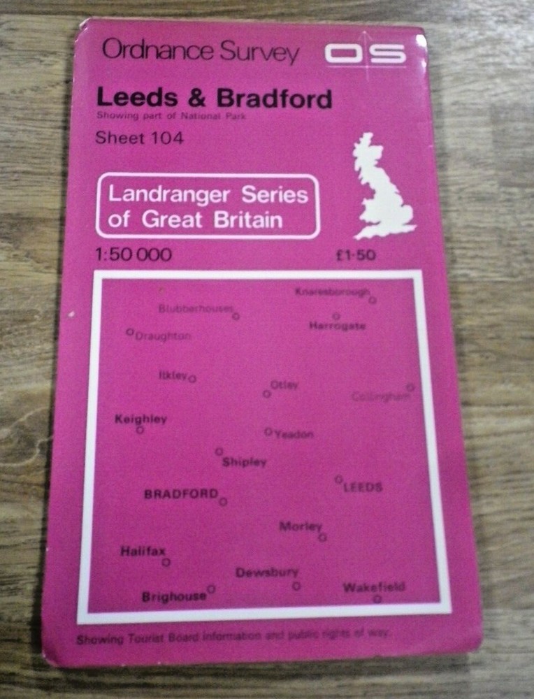 Ordnance Survey Map 1:50,000 Sheet 104 Leeds & Bradford