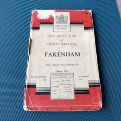 Vintage OS One Inch Map – Sheet 125 – Fakenham – 1954