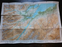 Vintage Bartholomew’s Half Inch Cloth Map, Sheet 55, Moray Firth circa 1955
