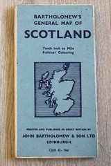 Bartholomew’s General Map of Scotland Orkney Shetland Skye Highlands Lowlands