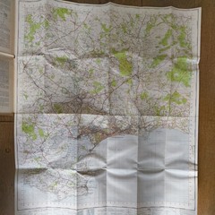 OS Ordnance Survey One Inch Cloth Map, Bournemouth, Sheet 179, 1947