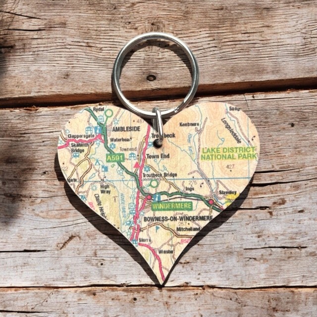 OS Map Wooden Heart Key-ring – Lake District National Park (General merchandise)