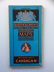 Vintage Cloth Map Bartholomews Revised Half Inch Sheet 17 Cardigan