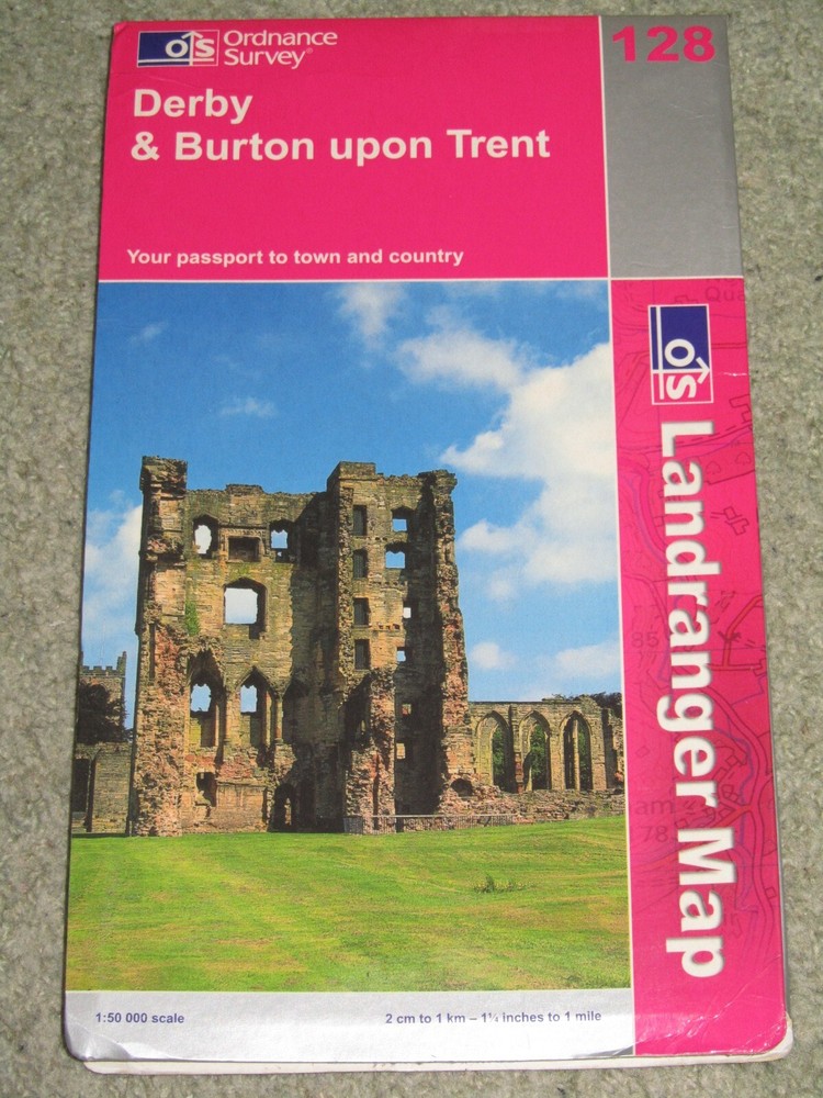 OS Ordnance Survey Landranger Map Sheet 128 Derby & Burton on Trent – 2002