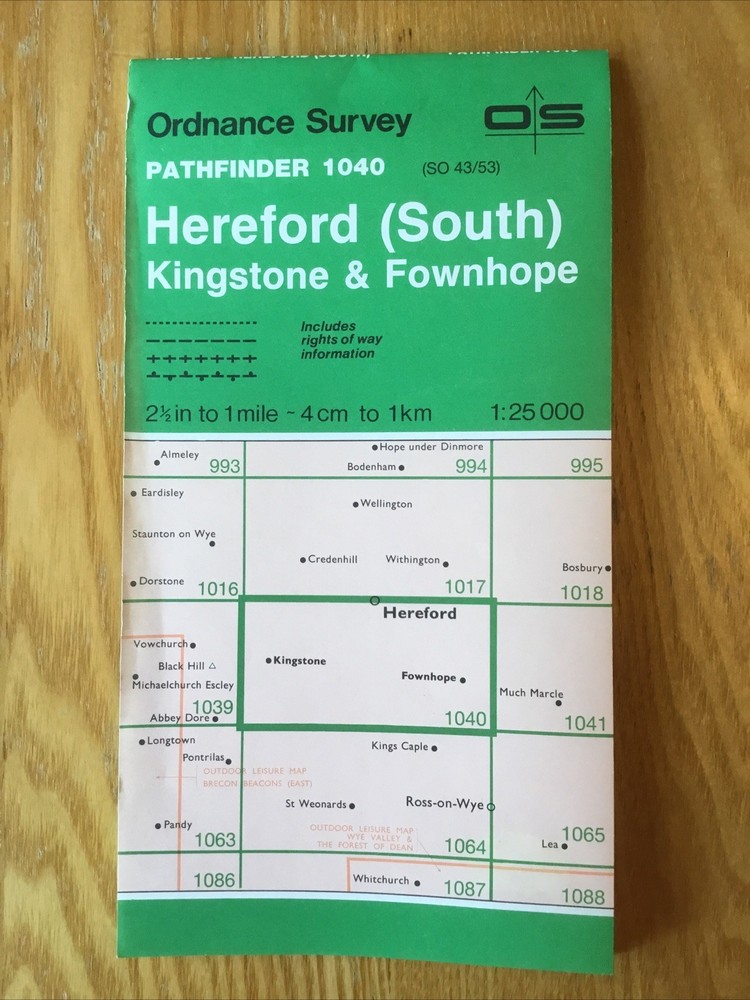 1986 Ordnance Survey Pathfinder Map 1040 SO 43/53 Hereford South – Kingstone