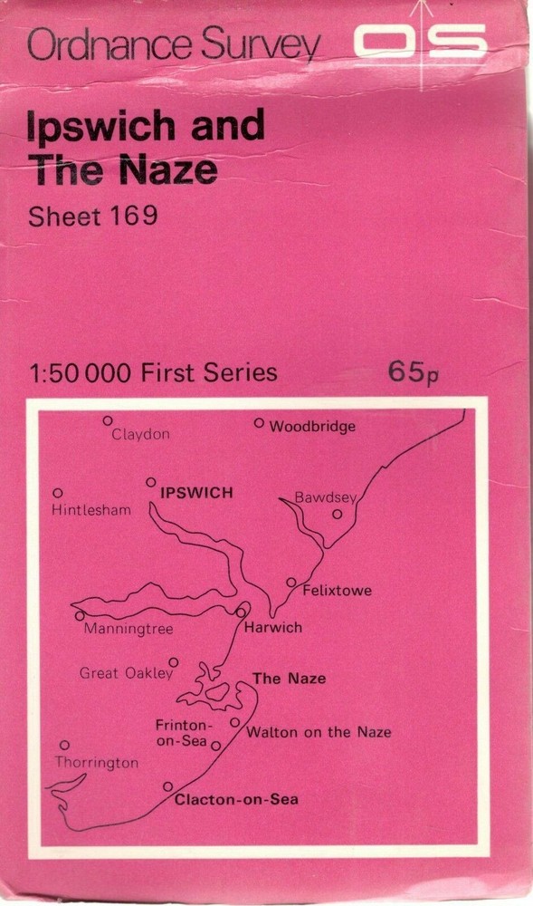 IPSWICH THE NAZE No 169 1974 39783 1.500 000 First Series Ordnance Survey Map
