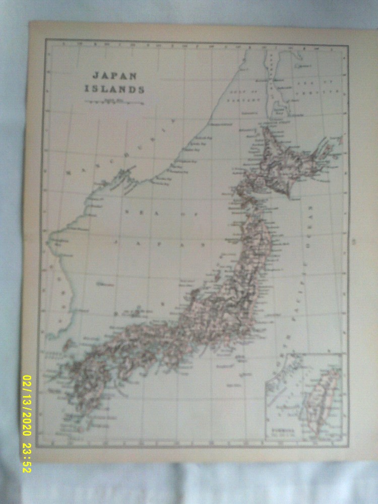 Antique Map. JAPAN ISLANDS. c1900. VG.