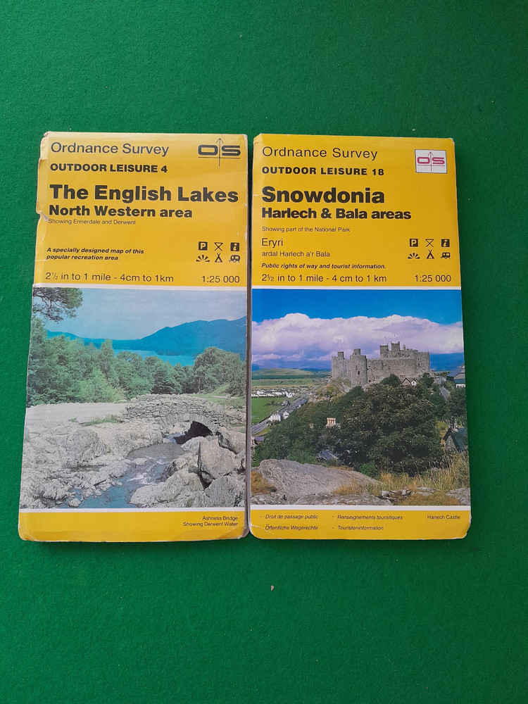 ORDNANCE SURVEY OUTDOOR LEISURE 4 THE ENGLISH LAKES & 18 SNOWDONIA VGC