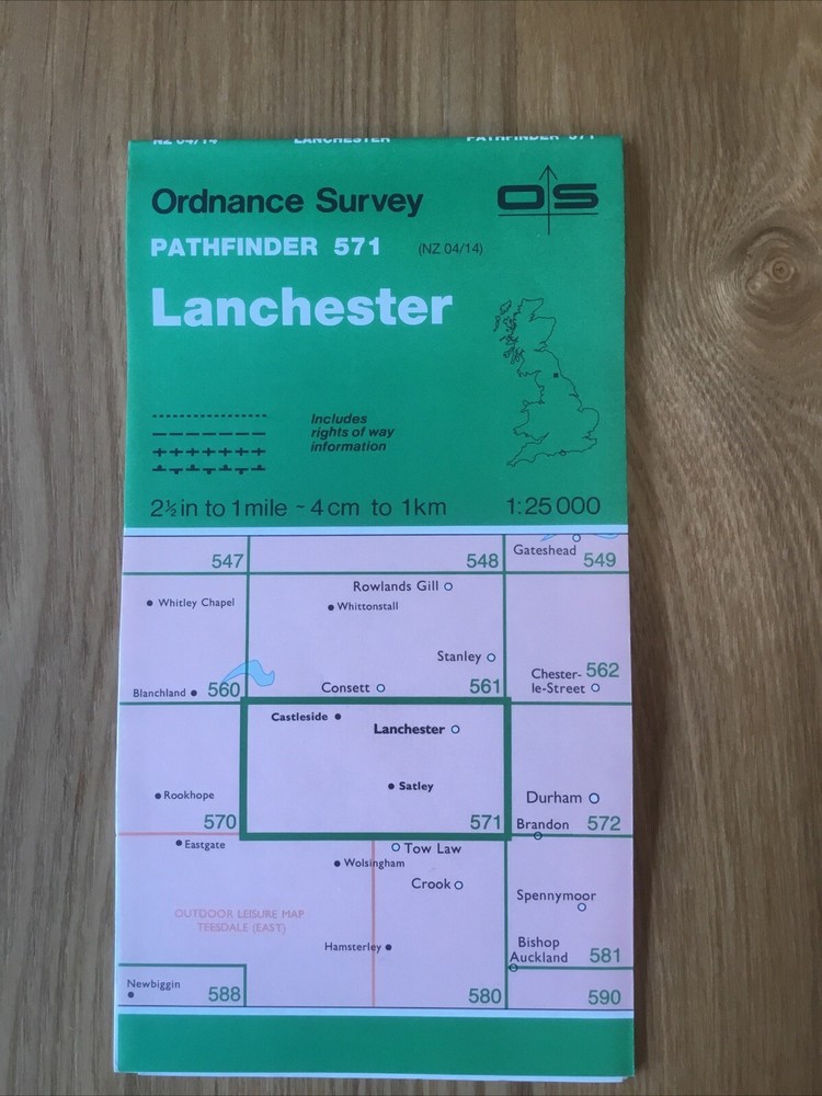 1988 Ordnance Survey Pathfinder Map 571 NZ 04/14 Lanchester (incl Castleside )