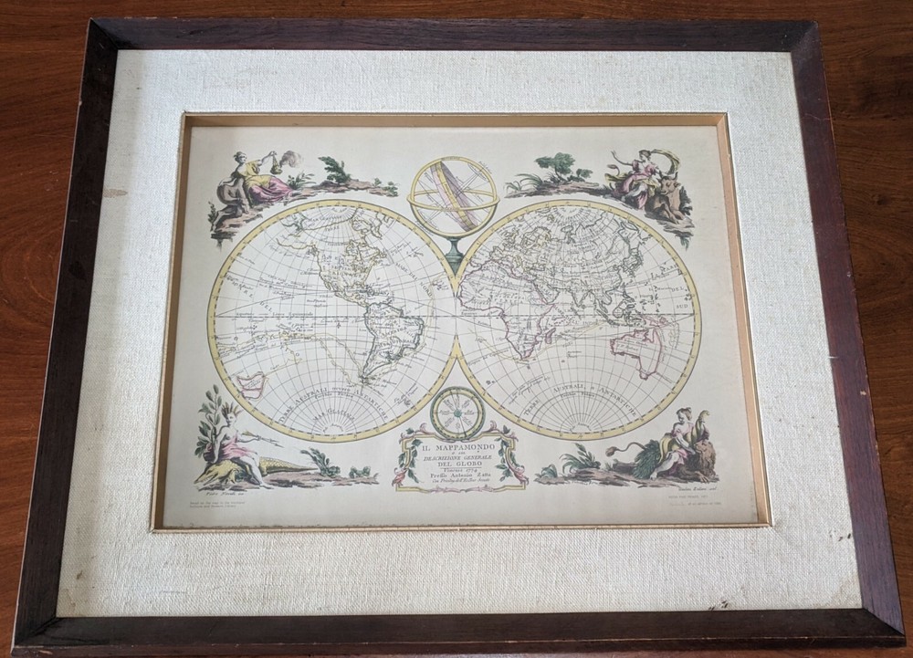 Il Mappamondo o sia Descrizione Generale del Globo 1774 Reprint 1971 World Map