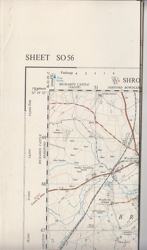 Ordnance Survey – OS 1:25,000 First Series Map Sheet SO 56 Tenbury Wells