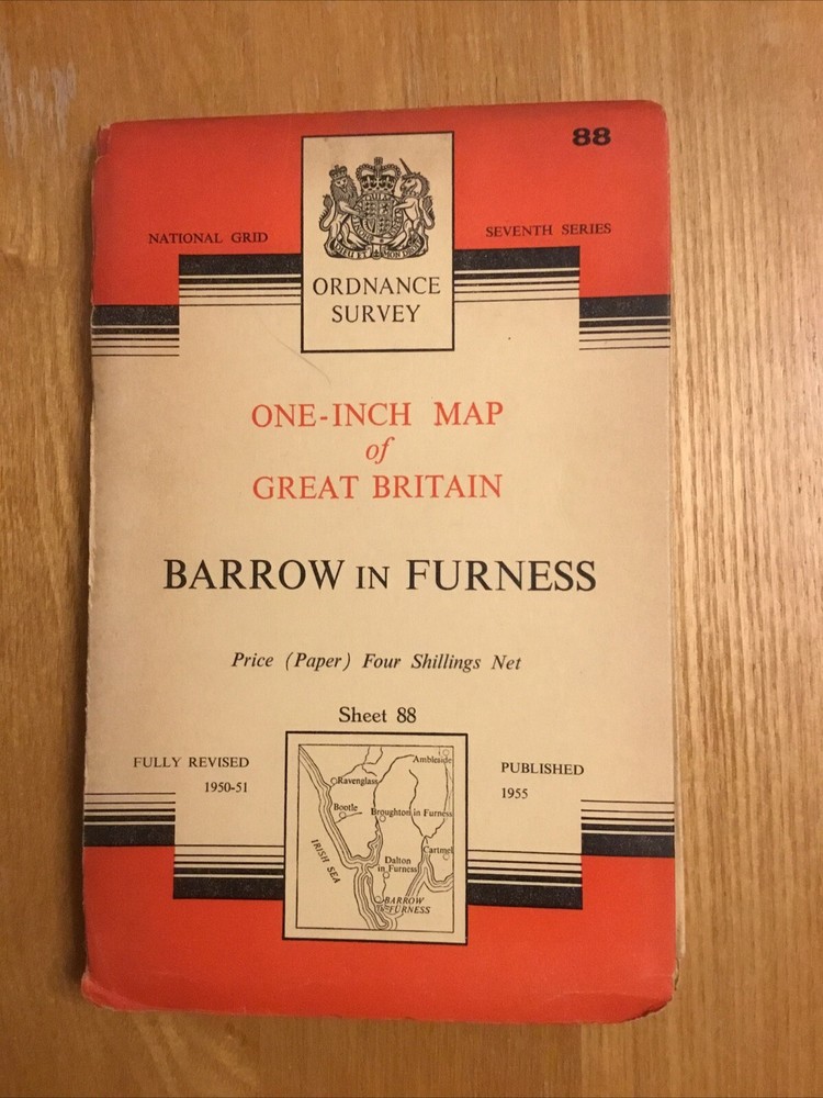 1955 Ordnance Survey One Inch Seventh Series Map 88 Barrow In Furness