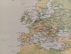 World Map Large Wooden Framed Sealed Print 80×60 Cm Wall Art Blue Green Vintage