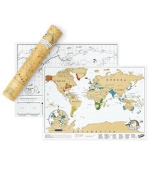 Luckies 42cm Scratch Off Map Travel Edition w/ Foil Hanging Wall Decor White New