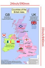 A1 A2 UK Map Great Britain Geographical Wall Poster Print Studio Decoration
