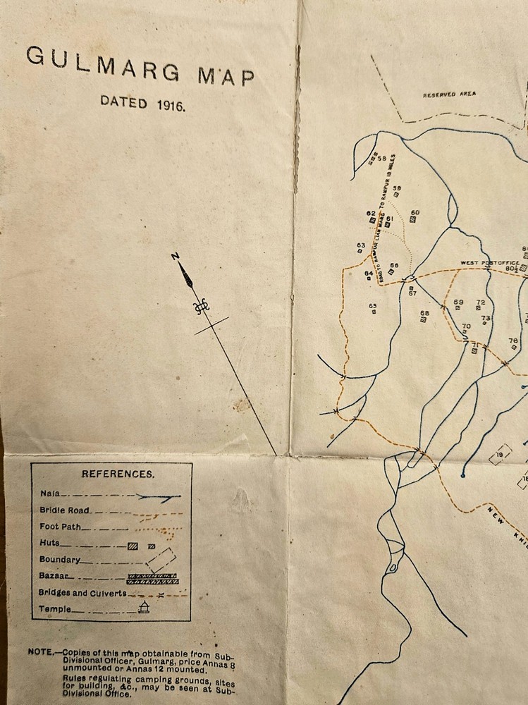 Gulmarg map Kashmir dated feb1916 4120.1000.scale 6 inches=1 mile