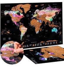 Atles and Green scratch off world map With Bonus EU Map 11” X 17”