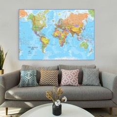Map of the World Educational Map Poster Print Wall Mural Decor 2X3FT 1.5X 2.4FT
