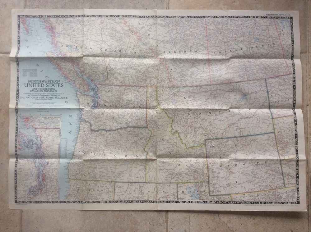 National Geographic Magazine Map North Western United States of America